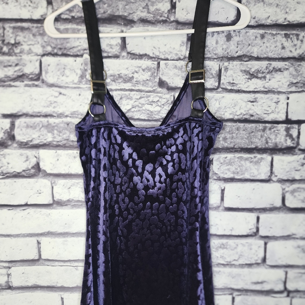 Killstar 'Cool Cat' Plum/Purple Velvet Leopard Print Dress -S - Picture 6 of 7